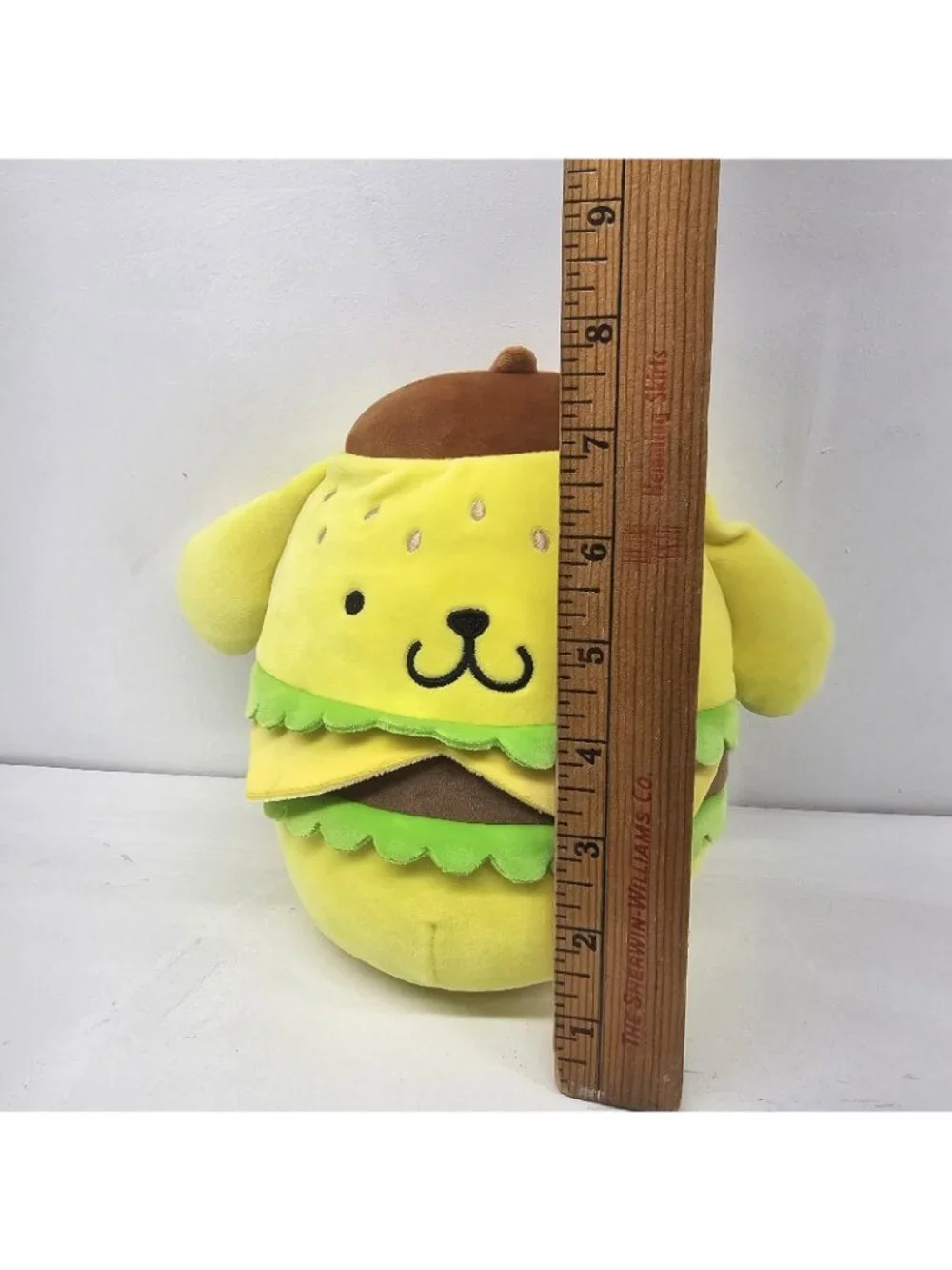 Squishmallow Sanrio PomPomPurin Burger Yellow Kellytoy Plush 8